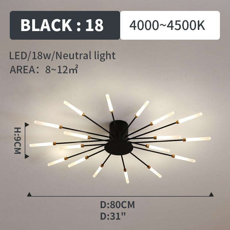 Ceiling Light Flush Mount LED with Linear Spiral Burst Design for Living Room