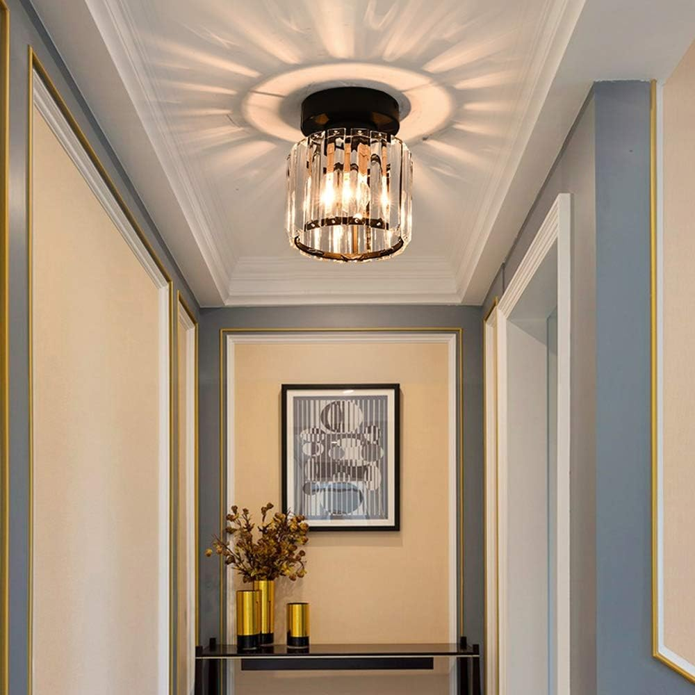 Ceiling Light Flush Mount with Crystal Shade for Hallway Living Room and Bedroom