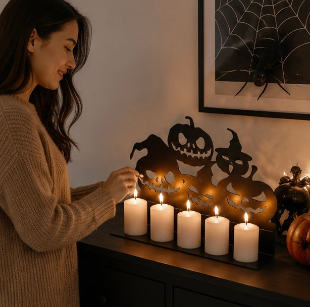 Halloween Decorations Iron Art Candle Holder Metal Standing Prop for Mantels and Entryways