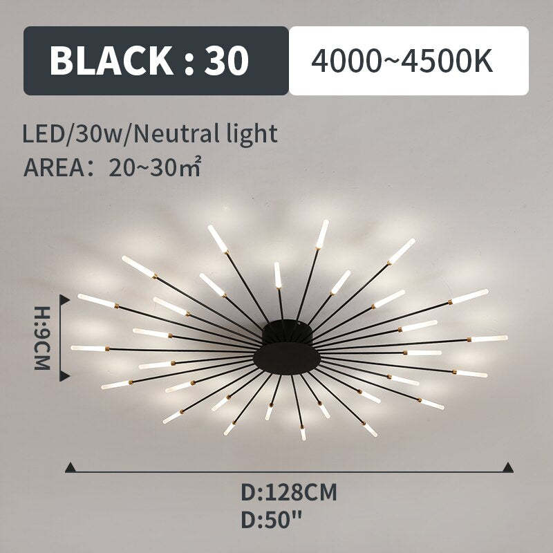 Ceiling Light Flush Mount LED with Linear Spiral Burst Design for Living Room