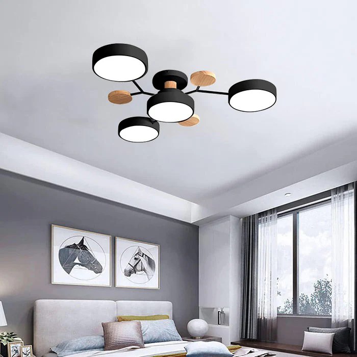 Ceiling Light Semi Flush LED Chandelier with Round Iron Frame for Dining Room