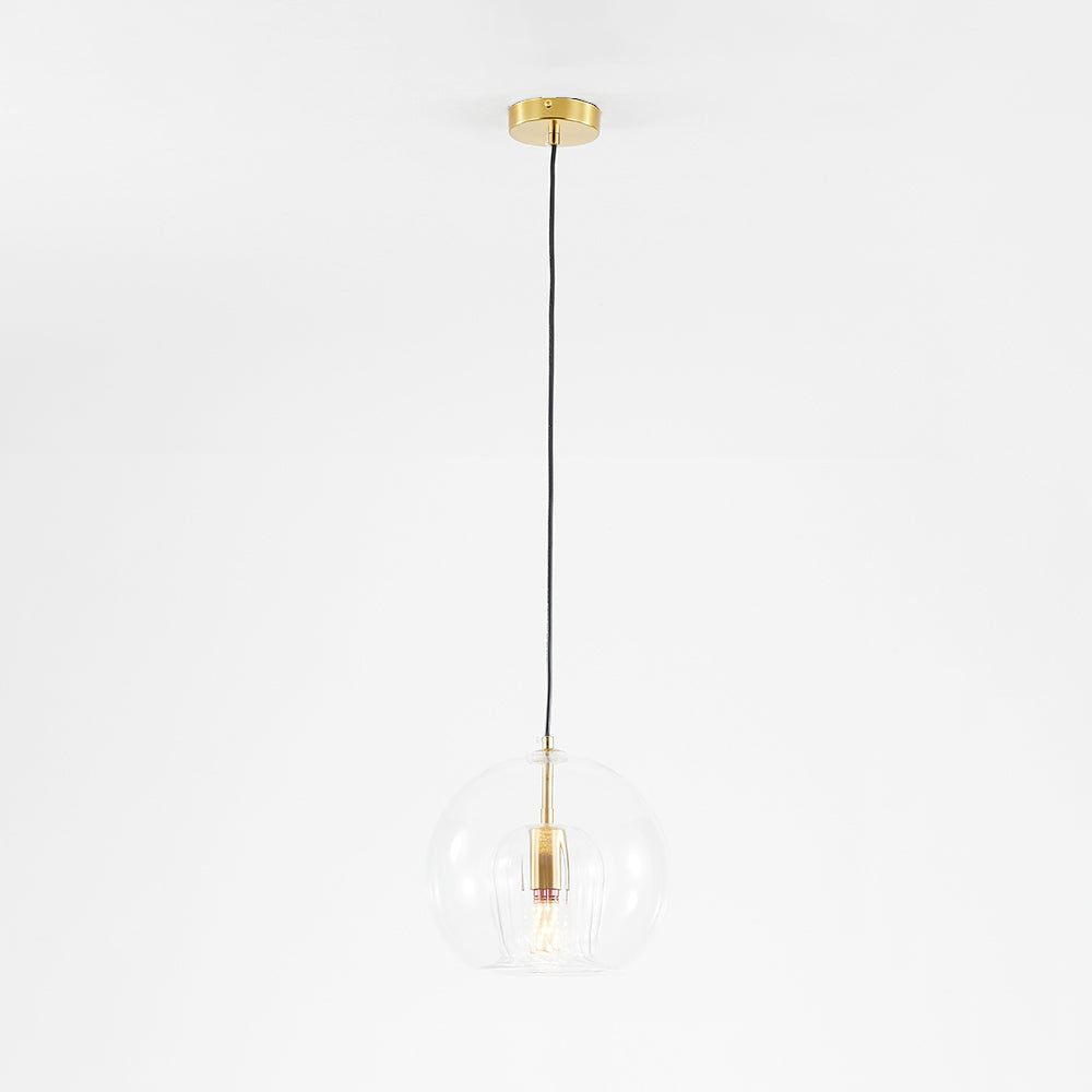Pendant Light Glass Globe with High Clarity Shade and Warm LED for Kitchen and Dining