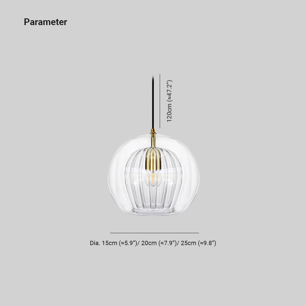 Pendant Light Glass Globe with High Clarity Shade and Warm LED for Kitchen and Dining