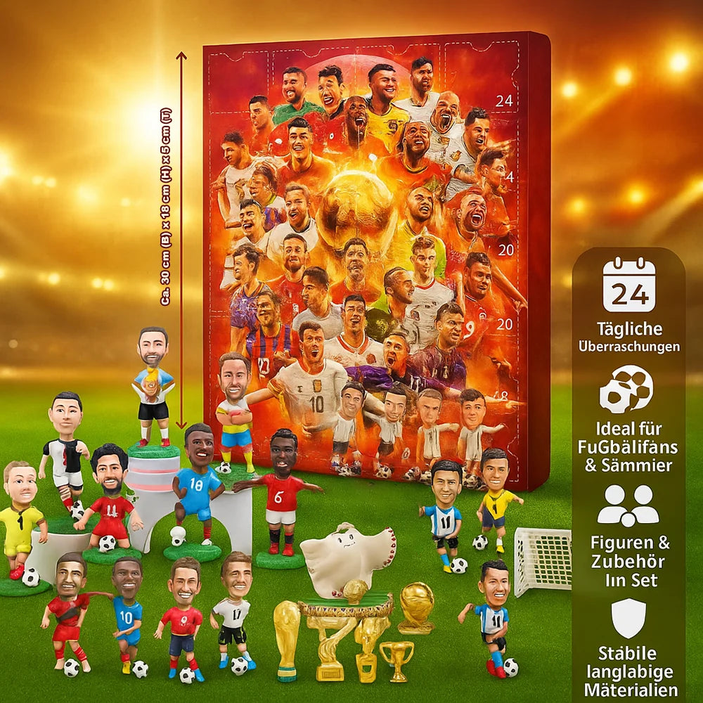 Advent Calendar Soccer Figures Toy Set Countdown Gift for Kids and Sport Fans