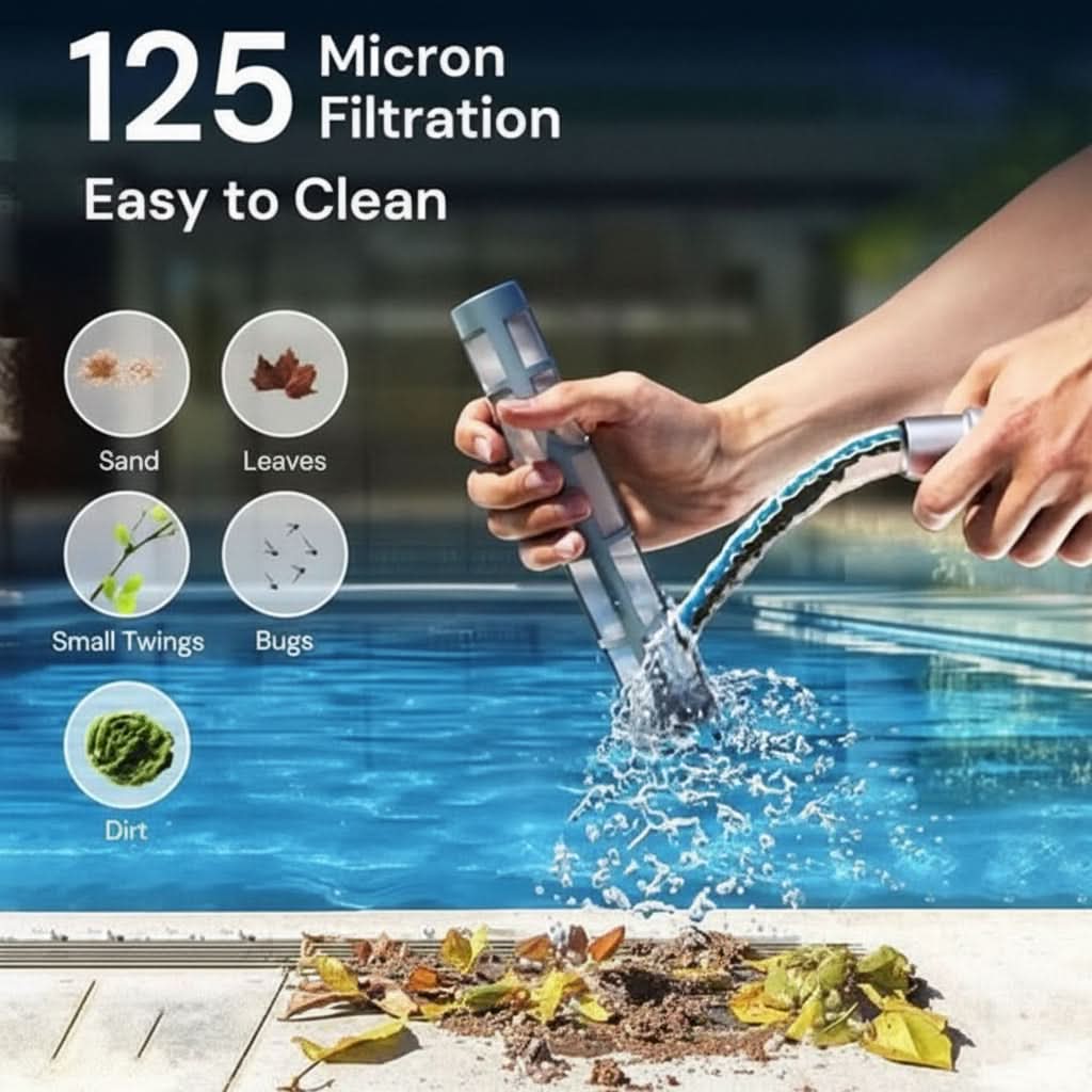Cordless Vacuum Pool Cleaner Rechargeable Handheld for Above and In Ground Use