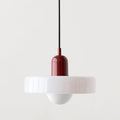 Ceiling Light Pendant with Coloured Glass Ring Shade in Bauhaus Geometric Design