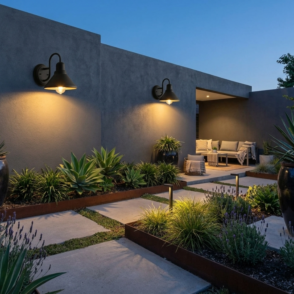 Wall Light Outdoor Sconce with Metal Barn Shade Vintage Waterproof IP65 for Patio