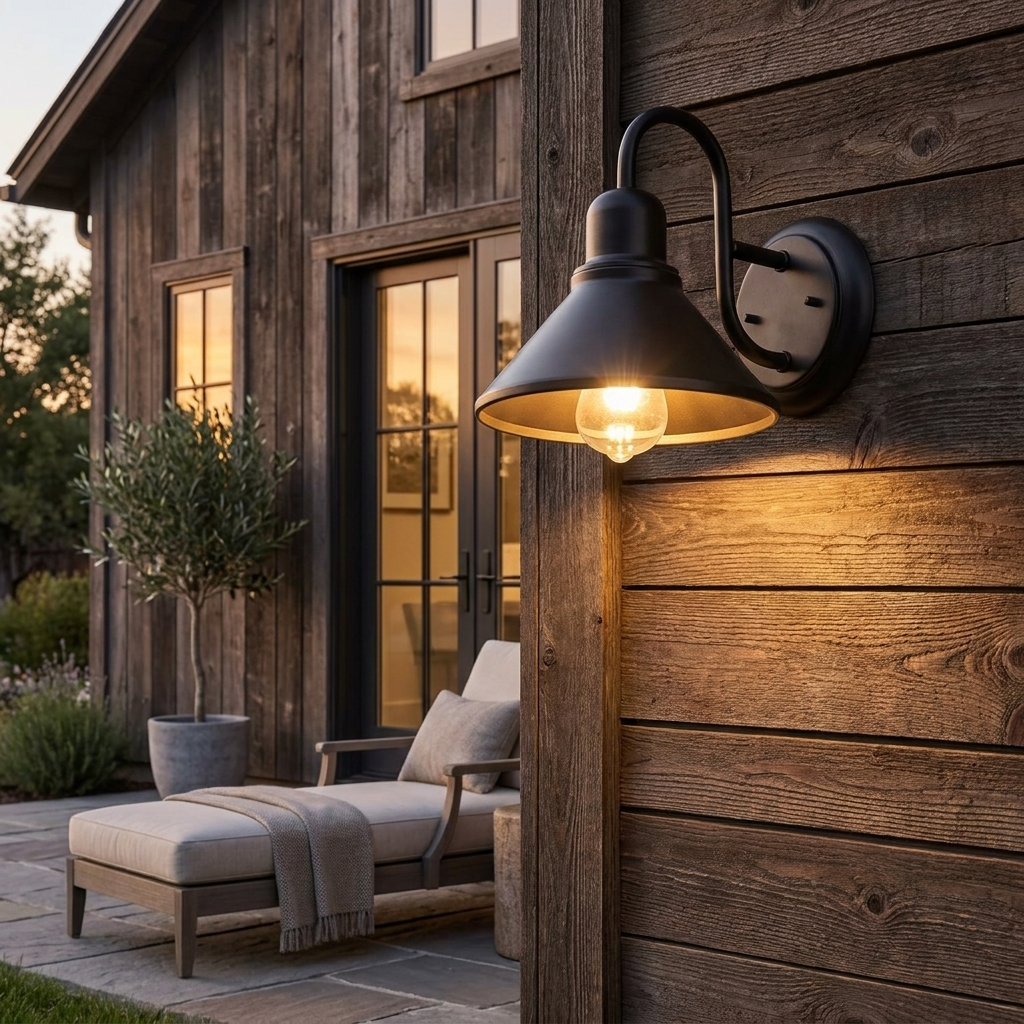 Wall Light Outdoor Sconce with Metal Barn Shade Vintage Waterproof IP65 for Patio