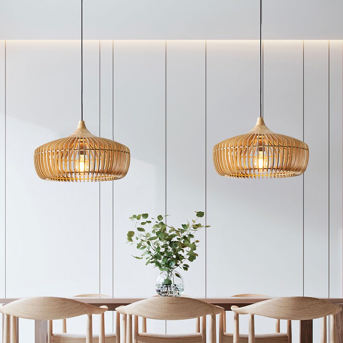 Pendant Light Nordic Japanese Wood Hanging Lamp for Bedroom and Living Room