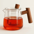 Tea Infuser Glass Teapot Borosilicate with Wooden Handle for Loose Leaf Brewing