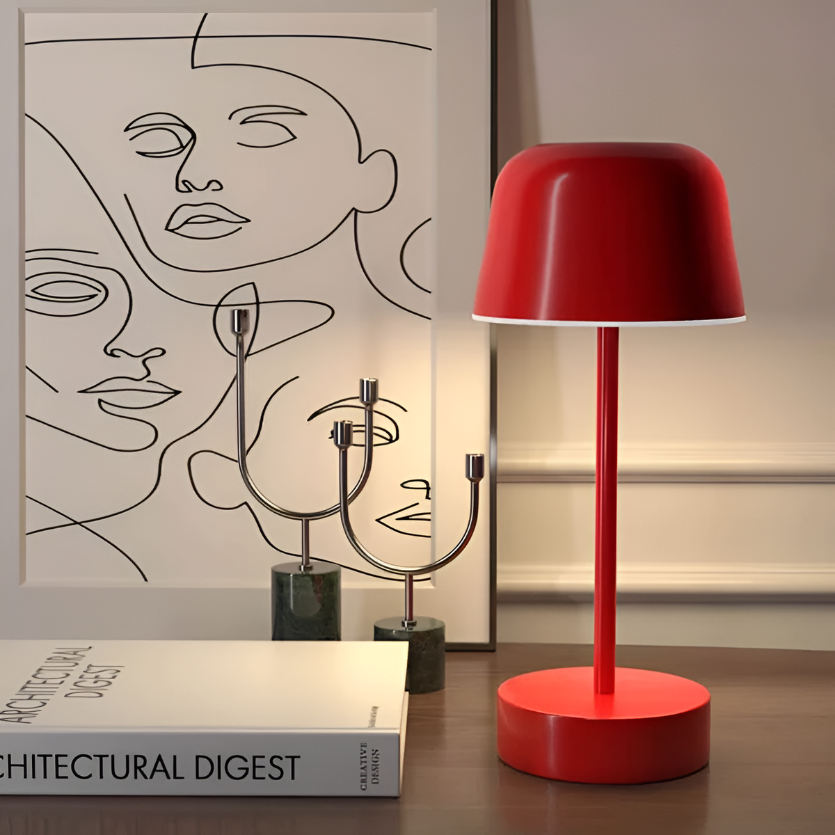 Table Lamp Cordless LED in Retro Design with Rechargeable Battery for Dining