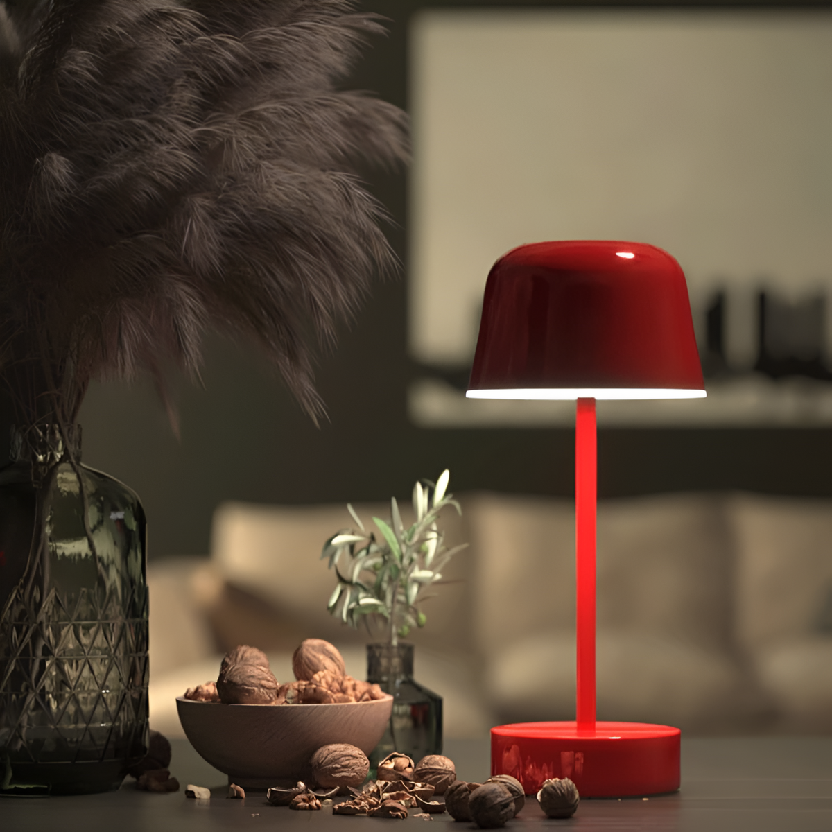 Table Lamp Cordless LED in Retro Design with Rechargeable Battery for Dining