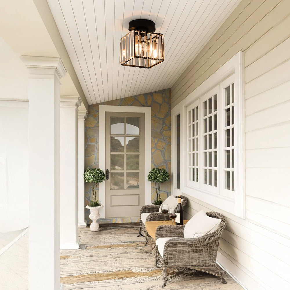 Ceiling Light Flush Mount with Crystal Shade for Hallway Living Room and Bedroom