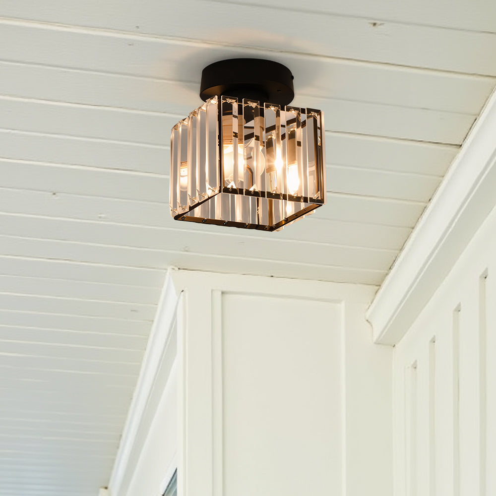 Ceiling Light Flush Mount with Crystal Shade for Hallway Living Room and Bedroom