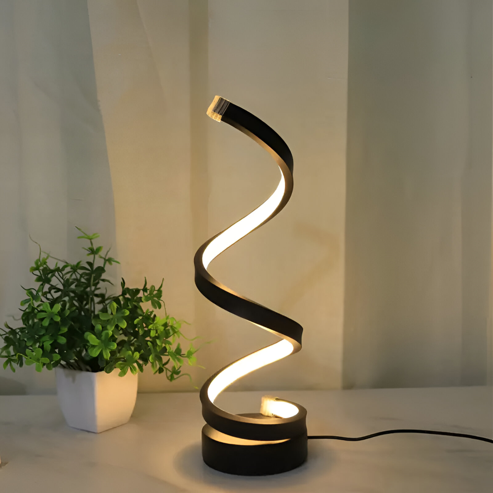 Table Lamp Spiral Design LED Desk Light with 3 Adjustable Colour Modes for Shelf