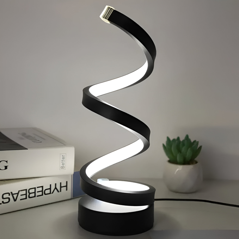 Table Lamp Spiral Design LED Desk Light with 3 Adjustable Colour Modes for Shelf