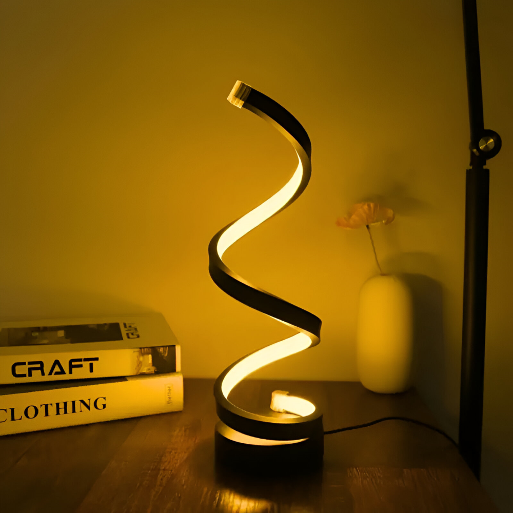 Table Lamp Spiral Design LED Desk Light with 3 Adjustable Colour Modes for Shelf
