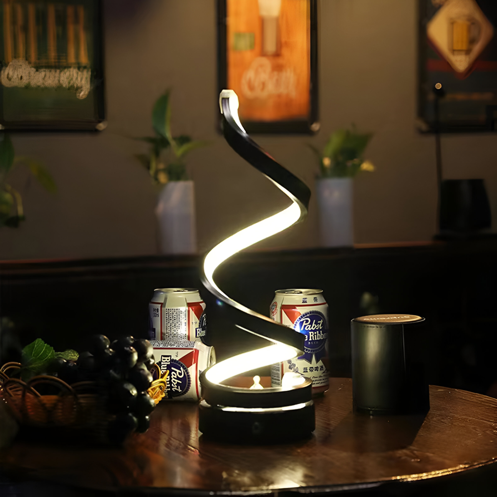 Table Lamp Spiral Design LED Desk Light with 3 Adjustable Colour Modes for Shelf