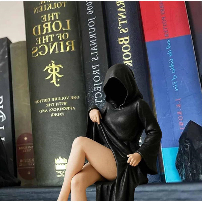 Halloween Decorations Masked Woman Statue Sculpted Desktop Ornament for Mantels and Entryways