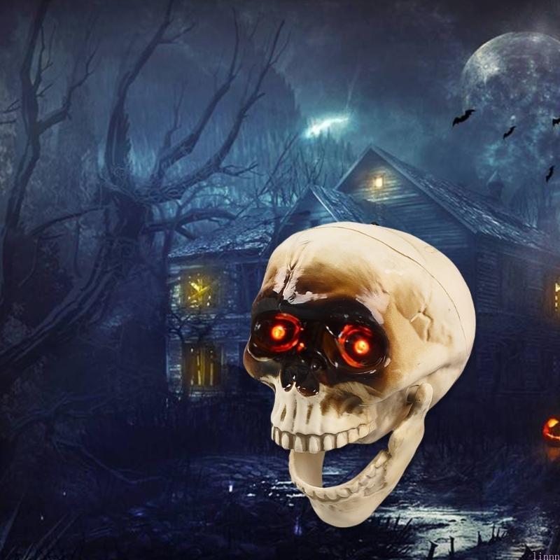 Halloween House Decorations Animated Hanging Skull with Motion Sound Sensor and Glowing Eyes