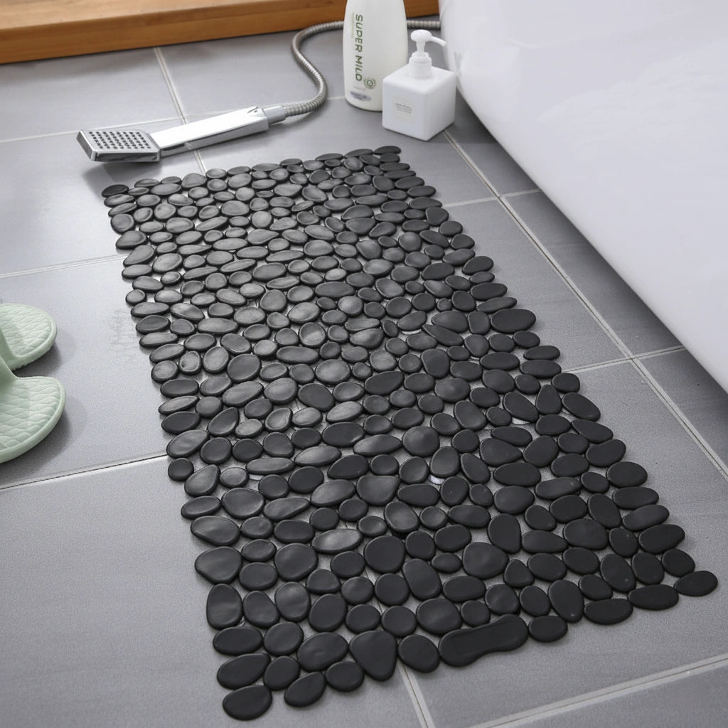 Bath Mats for Bathroom Non Slip Shower Mat with Natural Pebble Surface and Drainage