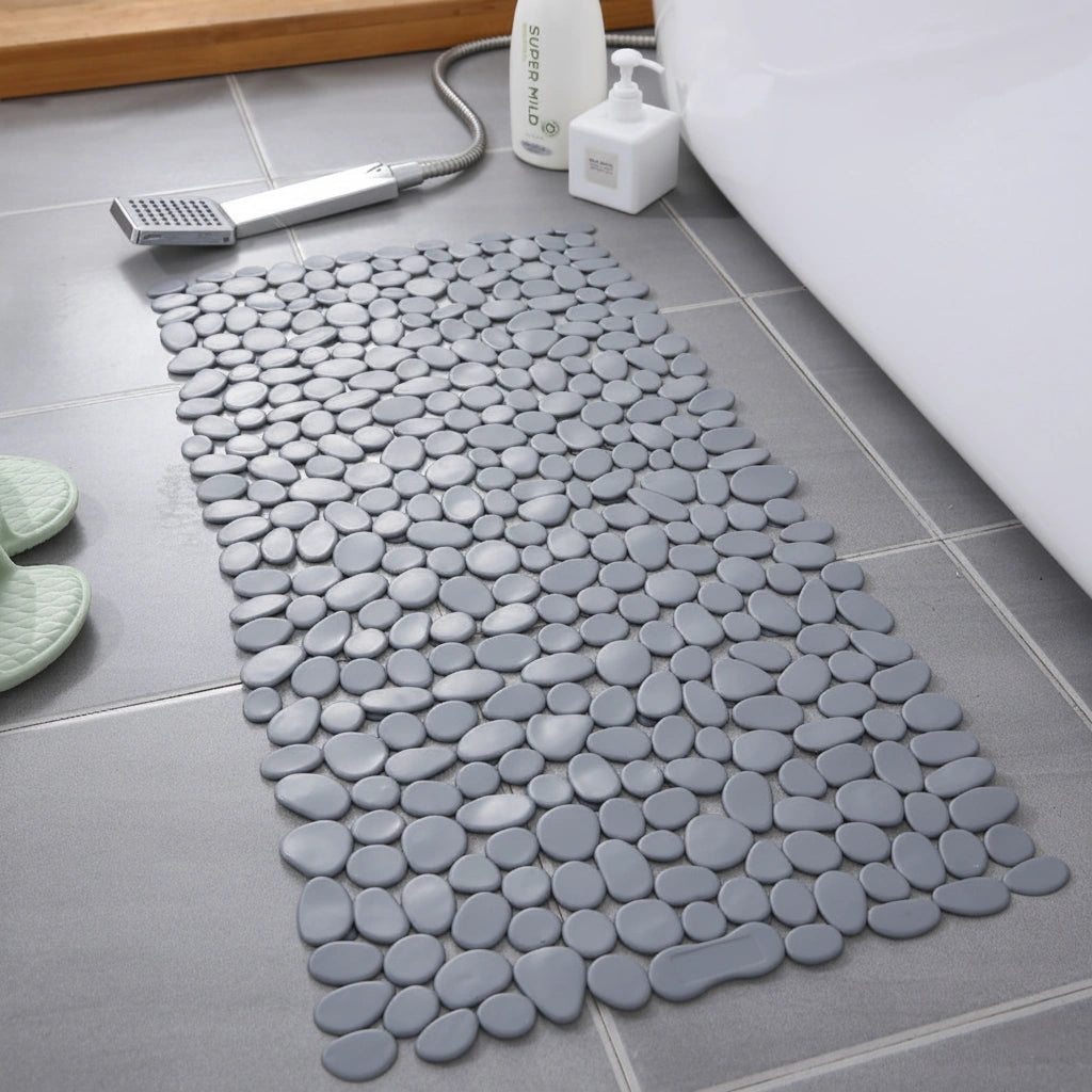 Bath Mats for Bathroom Non Slip Shower Mat with Natural Pebble Surface and Drainage