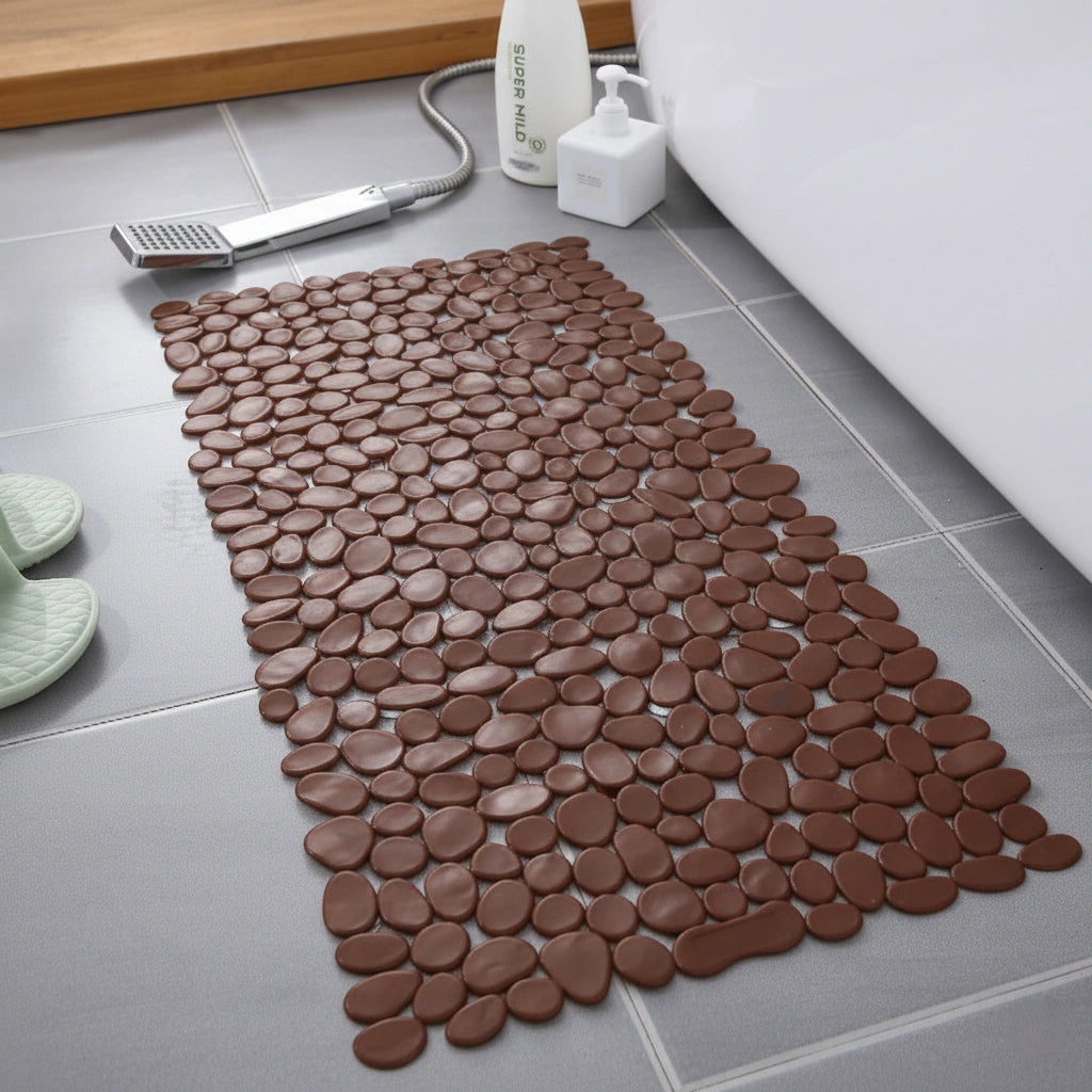 Bath Mats for Bathroom Non Slip Shower Mat with Natural Pebble Surface and Drainage