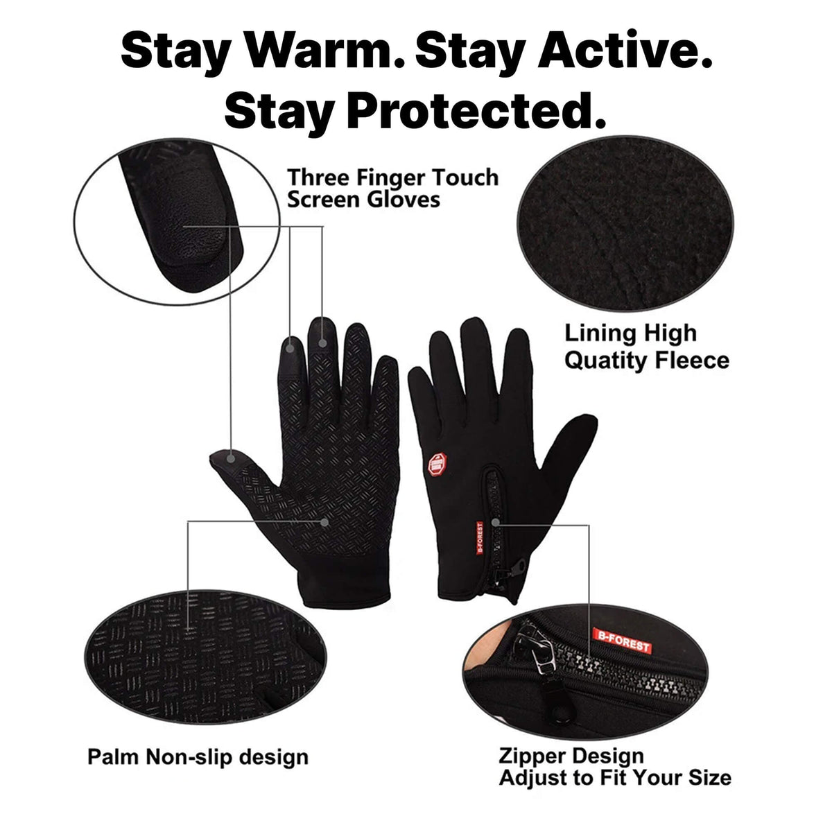 Thermal Gloves Windproof Winter Wear for Outdoor Use with Warm Insulated Lining