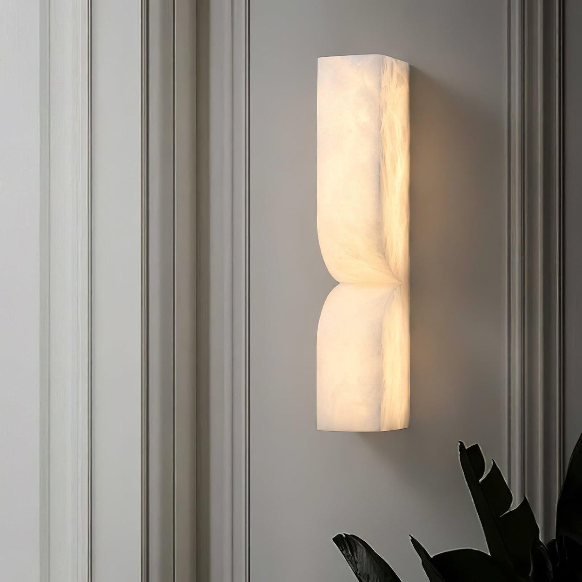 Wall Light Dimmable Sconce in Alabaster Finish with Soft LED Glow for Hallway