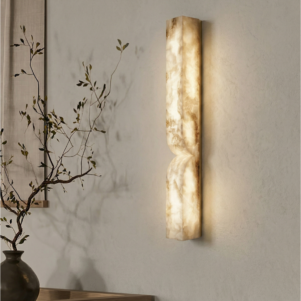 Wall Light Dimmable Sconce in Alabaster Finish with Soft LED Glow for Hallway