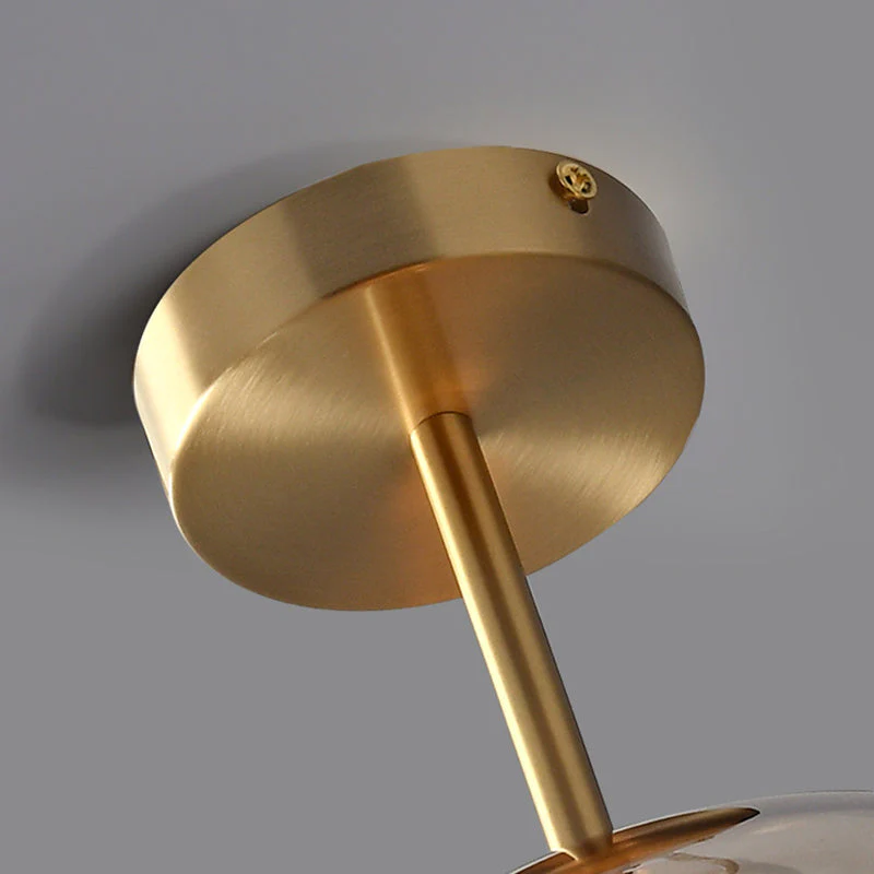 Ceiling Light Flush Mount Glass with Copper Finish and E27 Fitting for Hallway and Bedroom