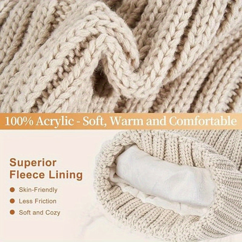Winter Gloves Knit Hat and Scarf Set 3 Piece with Touchscreen Compatible Fingertips