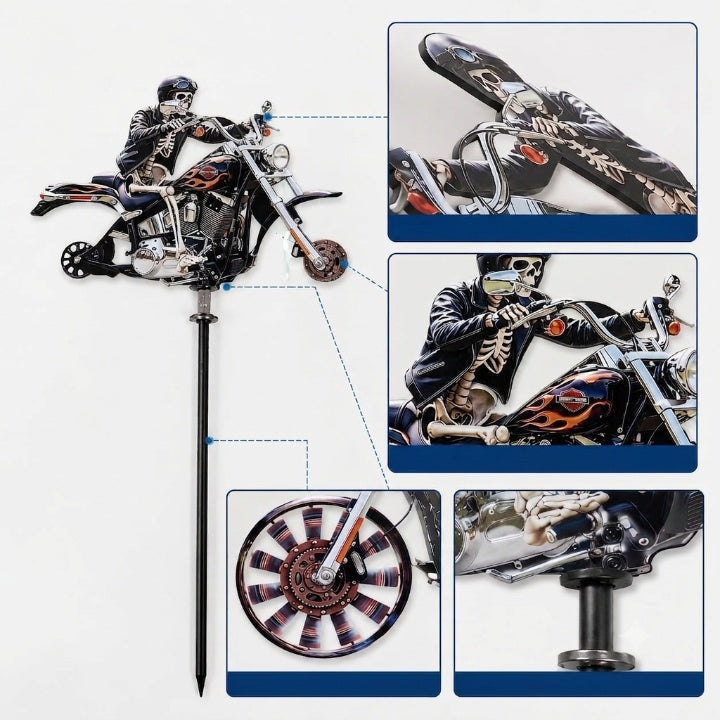Halloween Home Decor Skeleton Rider Wind Spinner for Garden Lawn and Front Yard