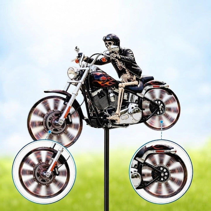 Halloween Home Decor Skeleton Rider Wind Spinner for Garden Lawn and Front Yard