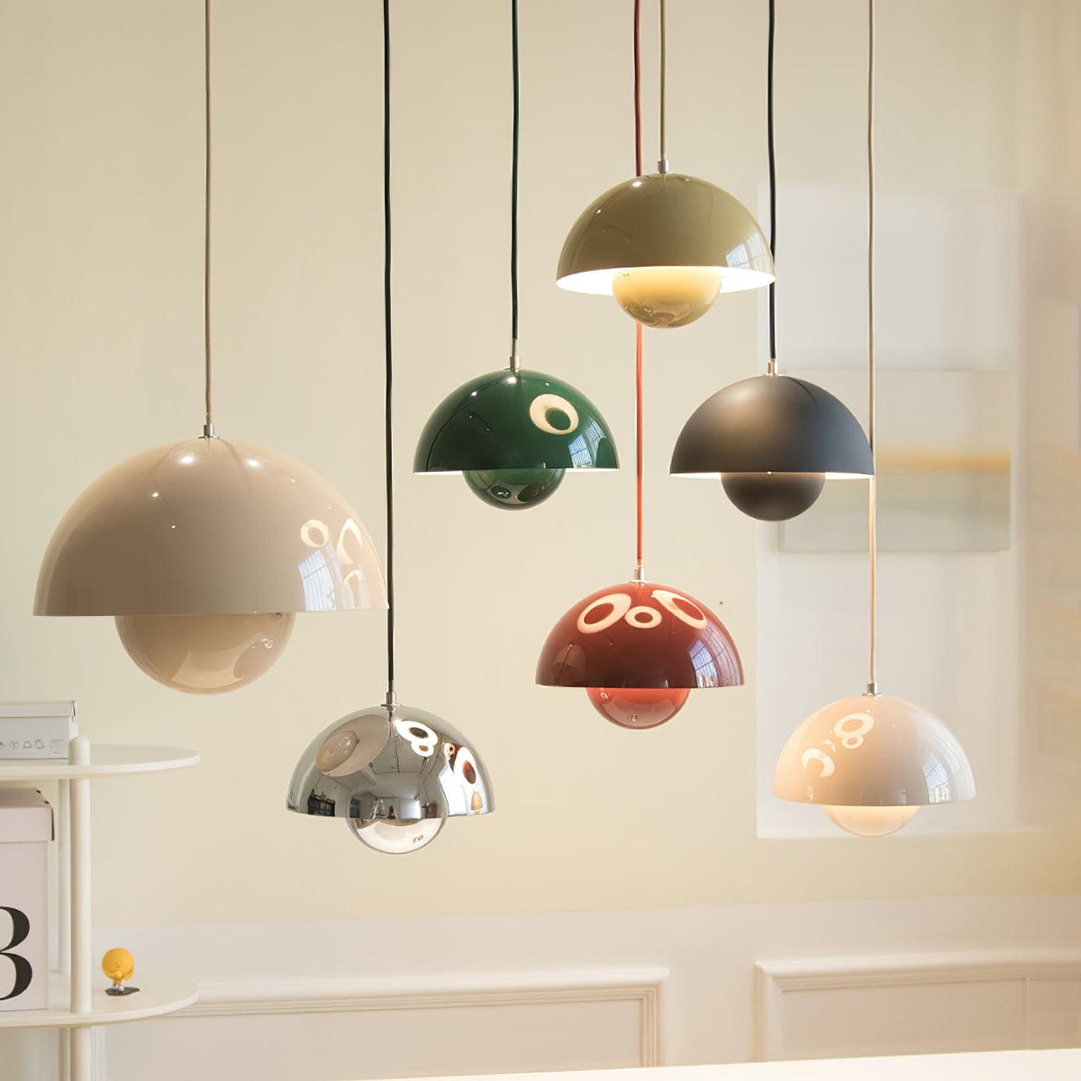 Light Fixture Geometric Aluminium Pendant with Adjustable Height for Modern Kitchen