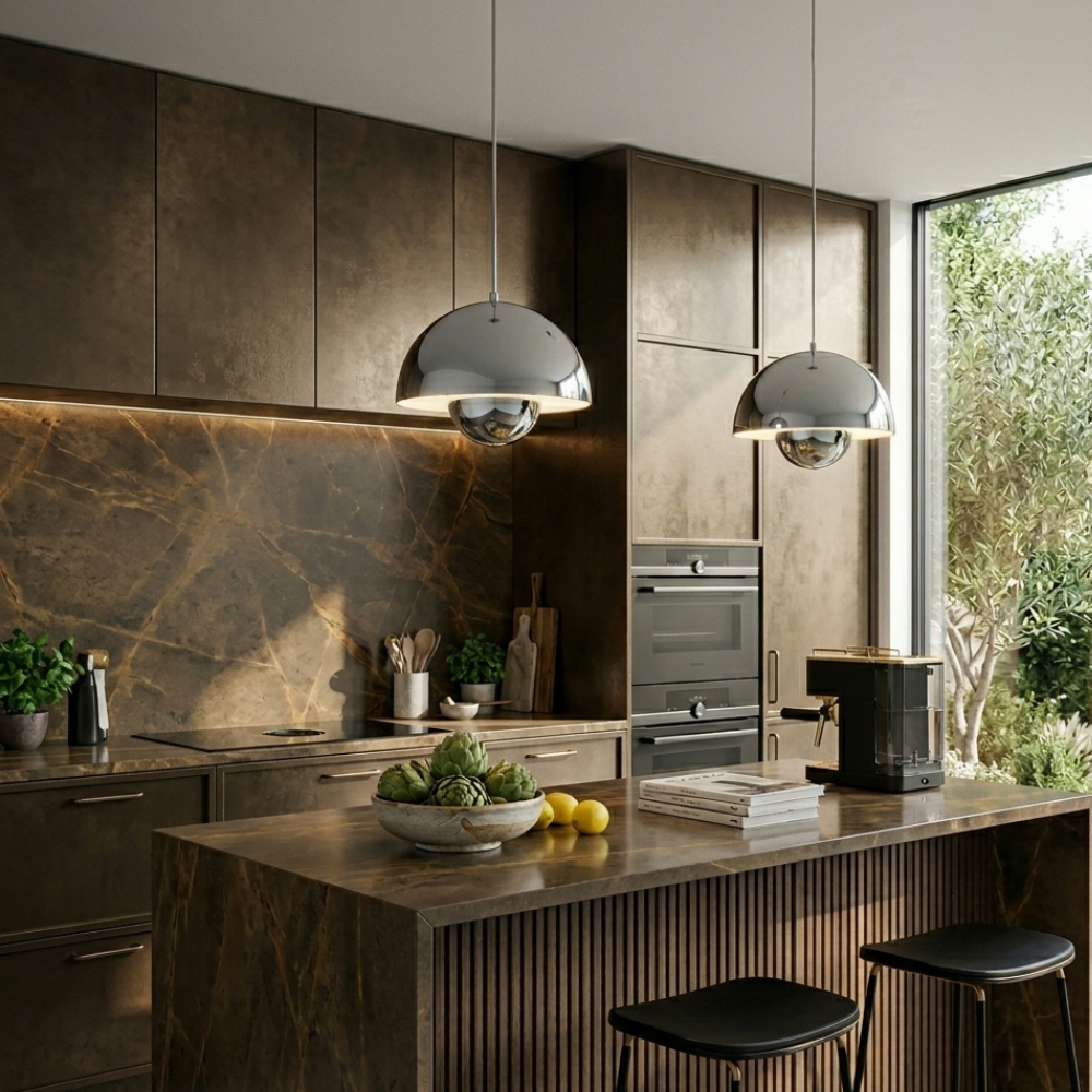 Light Fixture Geometric Aluminium Pendant with Adjustable Height for Modern Kitchen