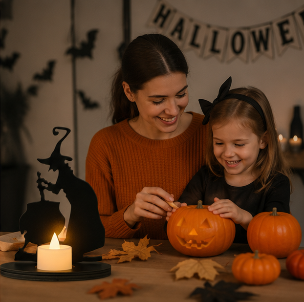Halloween Decorations for Table Wooden Witch Ornament Standing Accent for Mantels and Shelves