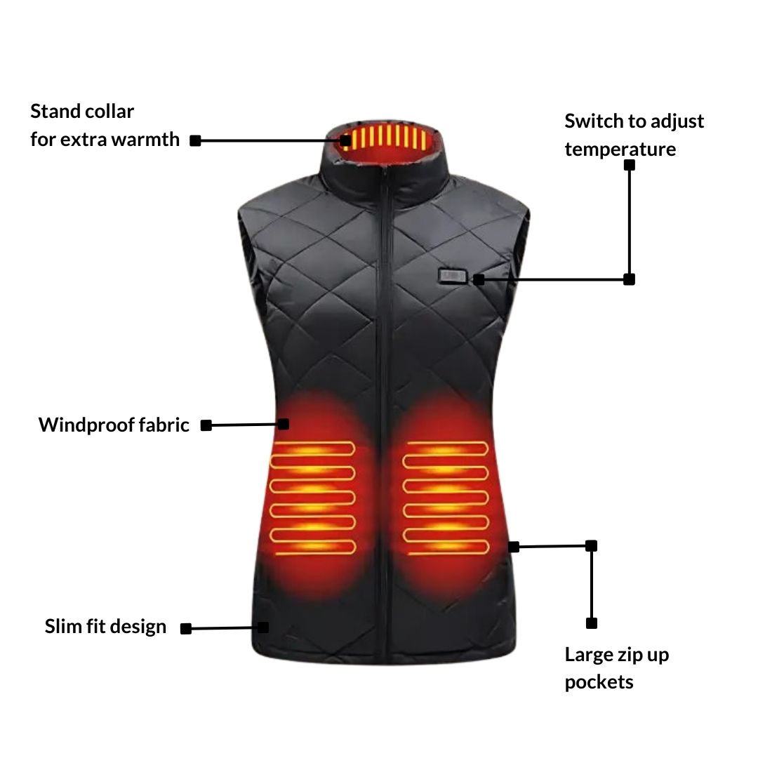 Heated Vest Lightweight Electric Gilet for Women with Adjustable Heat Levels