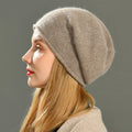 Cashmere Beanie Soft Knit Winter Hat for Women and Men with Ribbed Turn Up Cuff