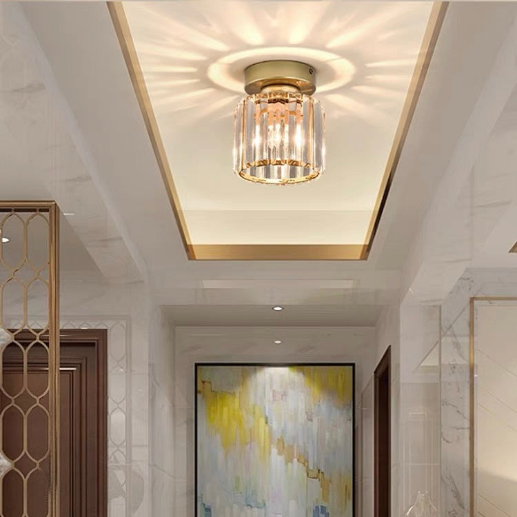 Ceiling Light Flush Mount with Crystal Shade for Hallway Living Room and Bedroom