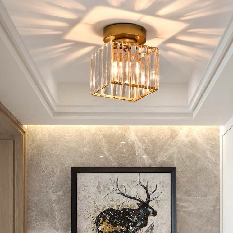 Ceiling Light Flush Mount with Crystal Shade for Hallway Living Room and Bedroom