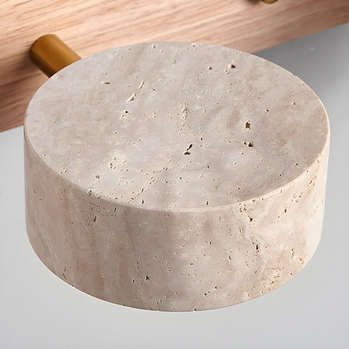 Wall Light LED with Natural Travertine Stone and Wood Accent for Living Room