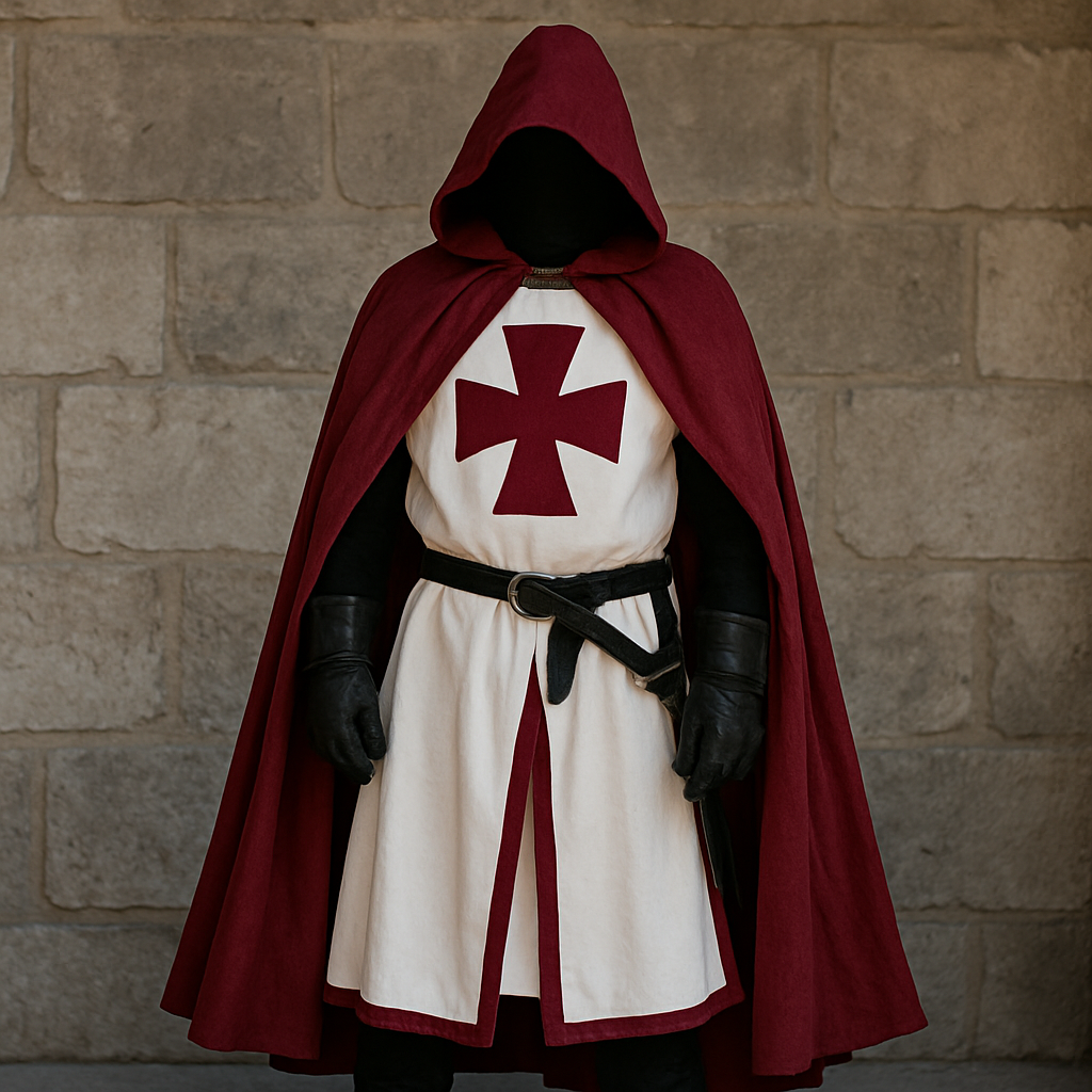 Halloween Costumes Knights Templar Crusader Cosplay Set with Authentic Tunic and Cape