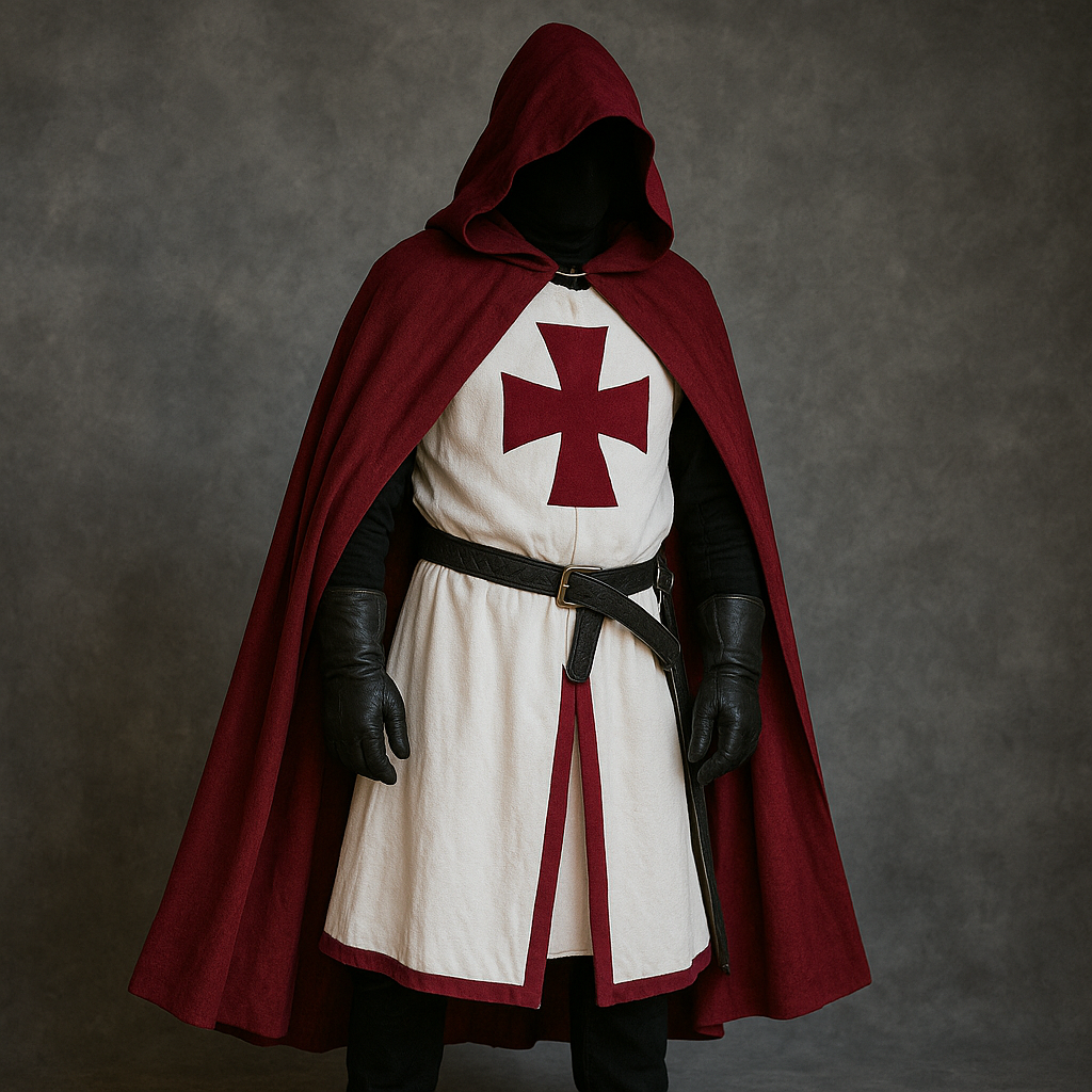 Halloween Costumes Knights Templar Crusader Cosplay Set with Authentic Tunic and Cape
