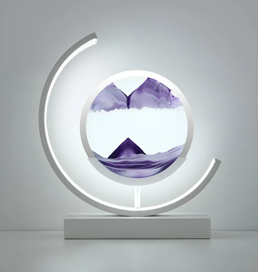 LED Table Lamp Decorative with Sand Art Circular Frame for Desk Bedroom and Living Room