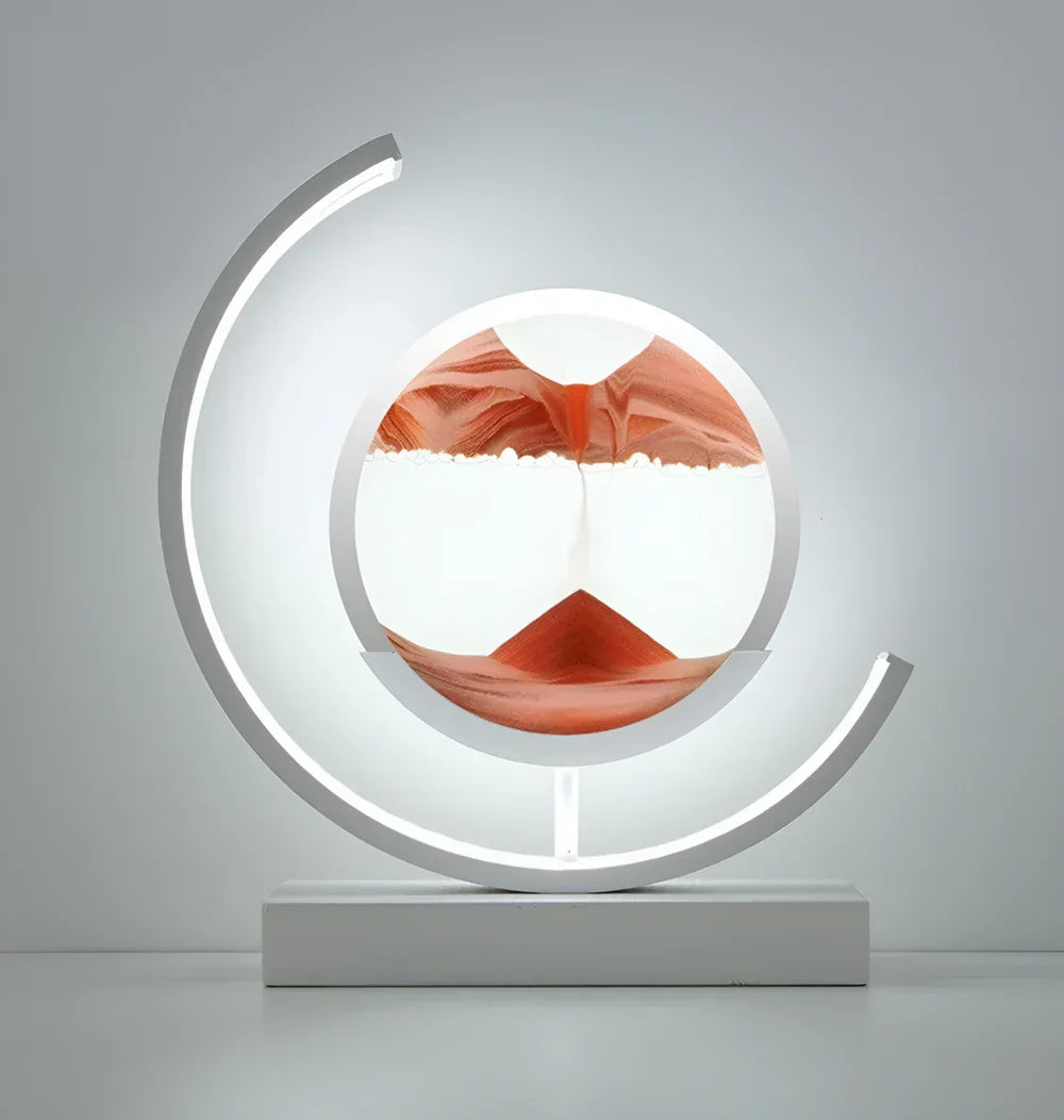 LED Table Lamp Decorative with Sand Art Circular Frame for Desk Bedroom and Living Room