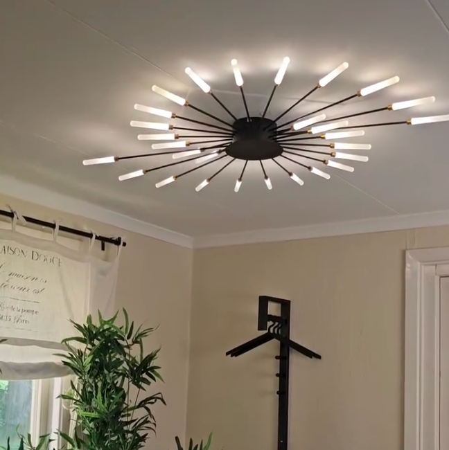 Ceiling Light Flush Mount LED with Linear Spiral Burst Design for Living Room