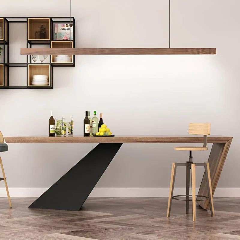 Pendant Light Linear Wooden LED with Slim Bar Shade for Kitchen Island Lighting
