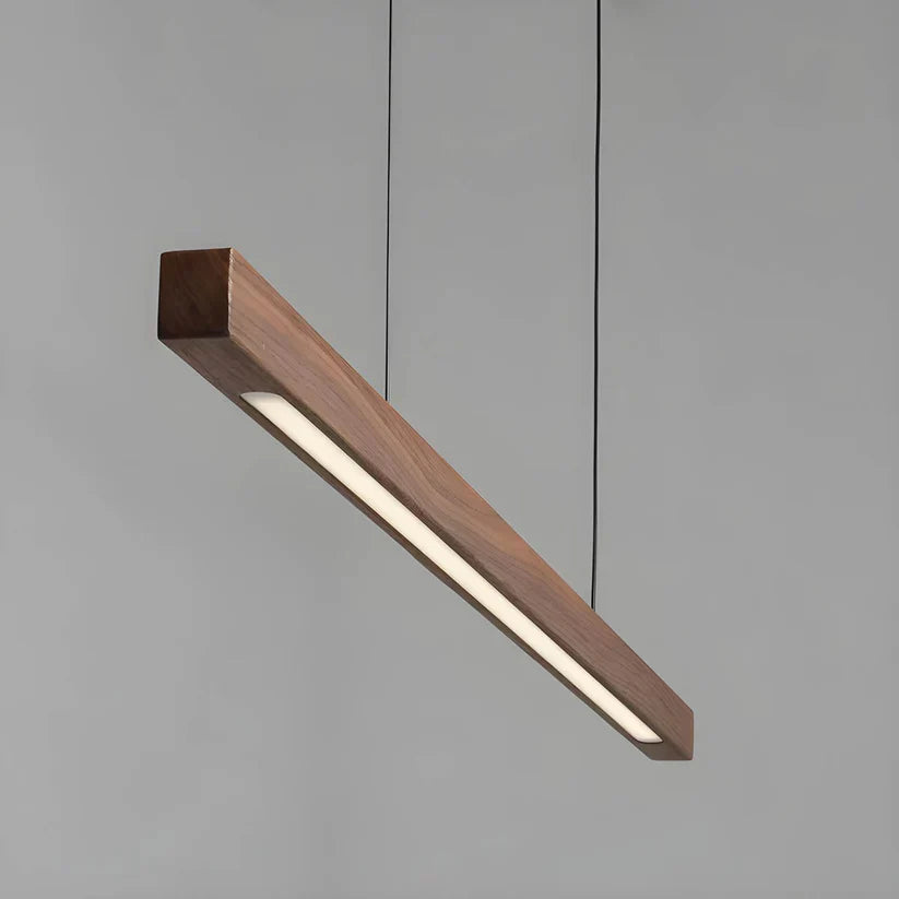 Pendant Light Linear Wooden LED with Slim Bar Shade for Kitchen Island Lighting