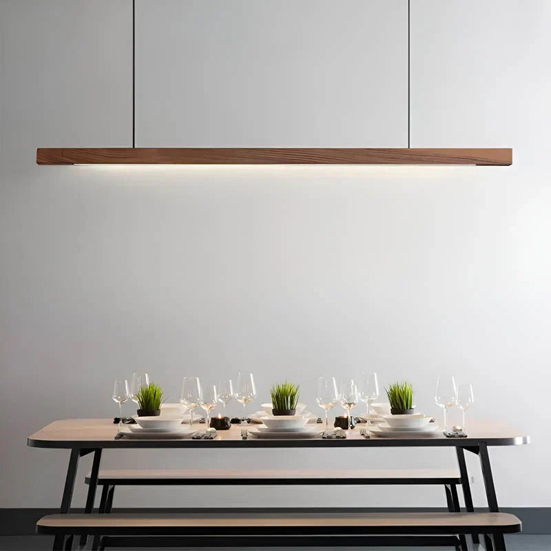 Pendant Light Linear Wooden LED with Slim Bar Shade for Kitchen Island Lighting